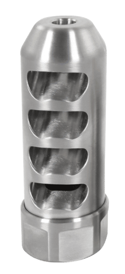 American Precision Arms Gen 2 Fat Bastard Self Timing 30 Caliber Muzzle Brake features 5/8X24 threading and stainless steel construction